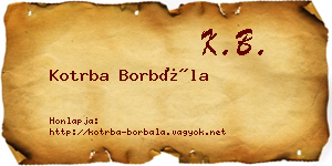 Kotrba Borbála névjegykártya